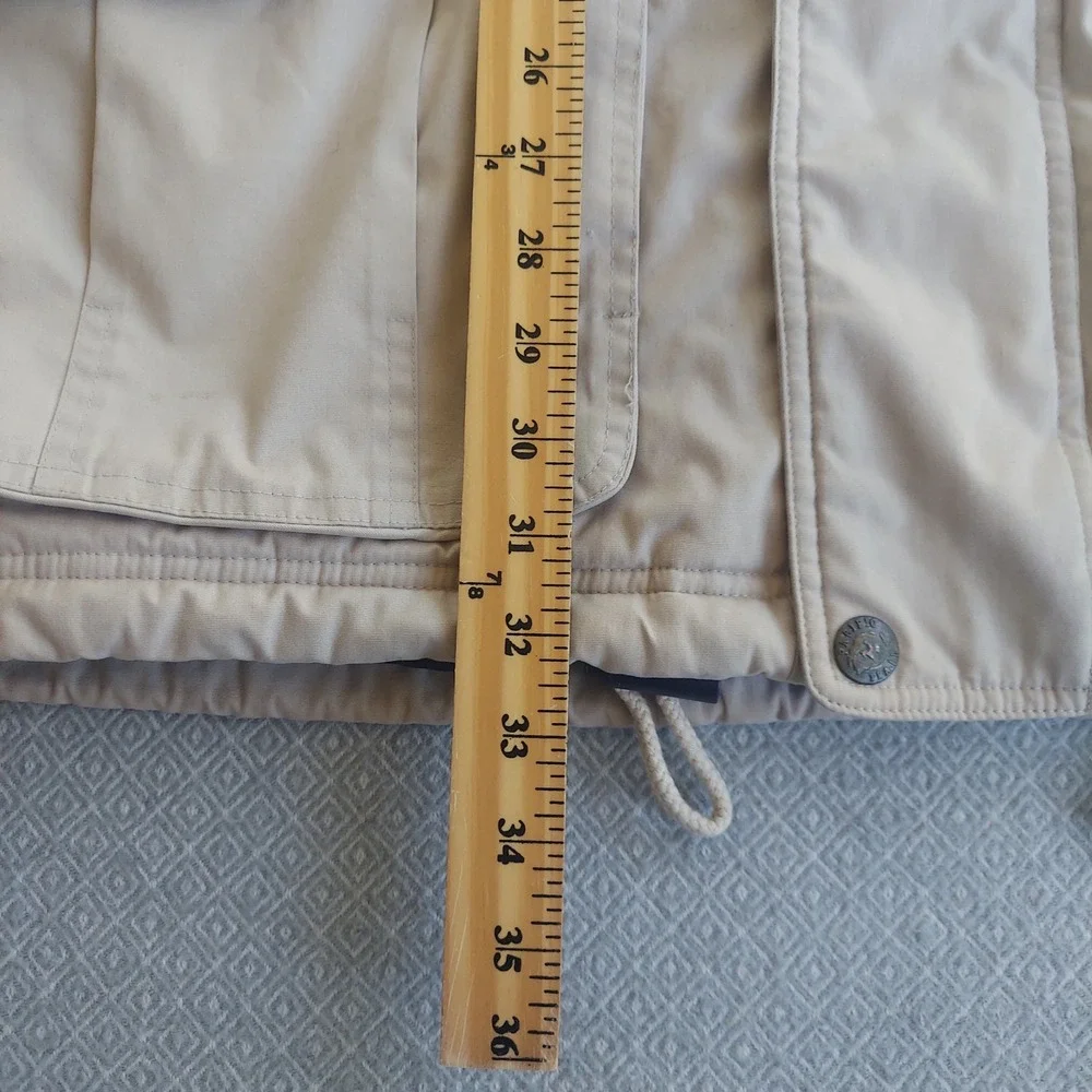 Pacific Trail Parka Mens L Beige Hooded Jacket Plaid Lined Outdoor Utility Coat